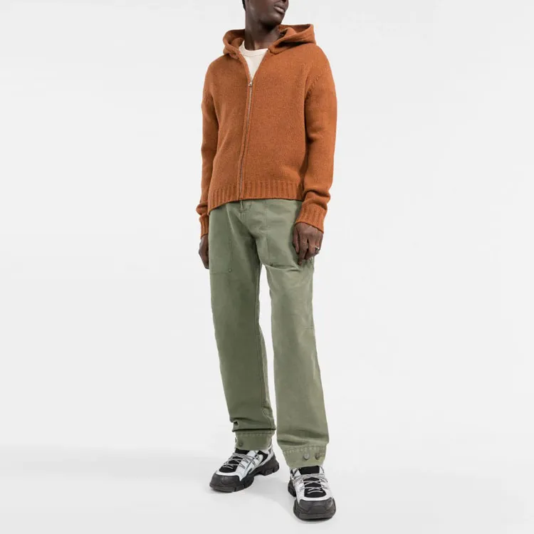 PALM ANGELS Curved Logo Knit Hoodie-1