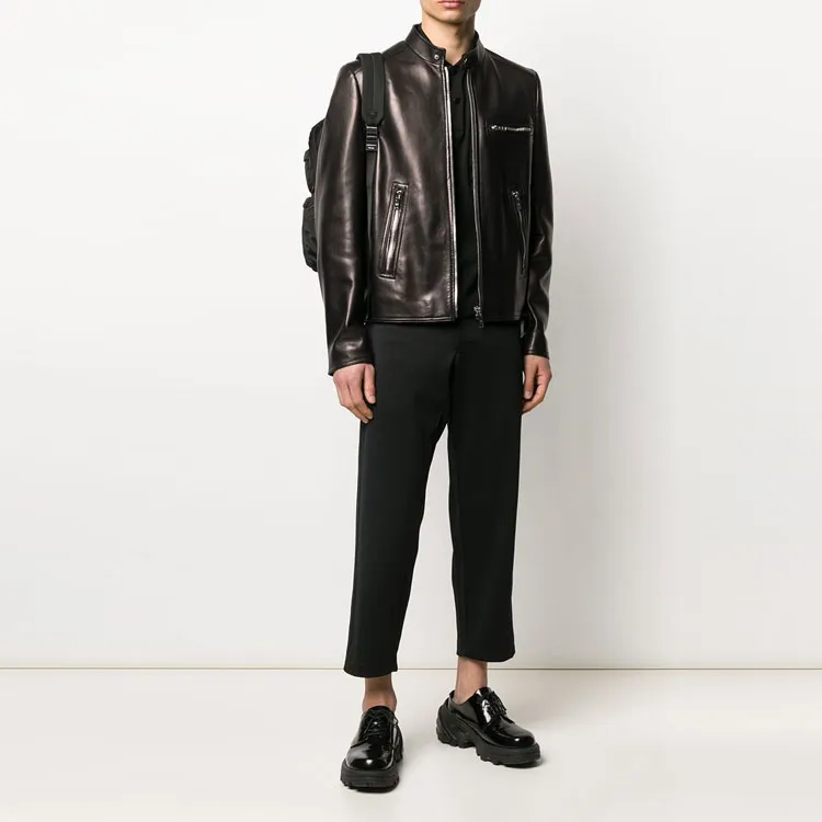 PRADA Leather Jackets Men Black-2