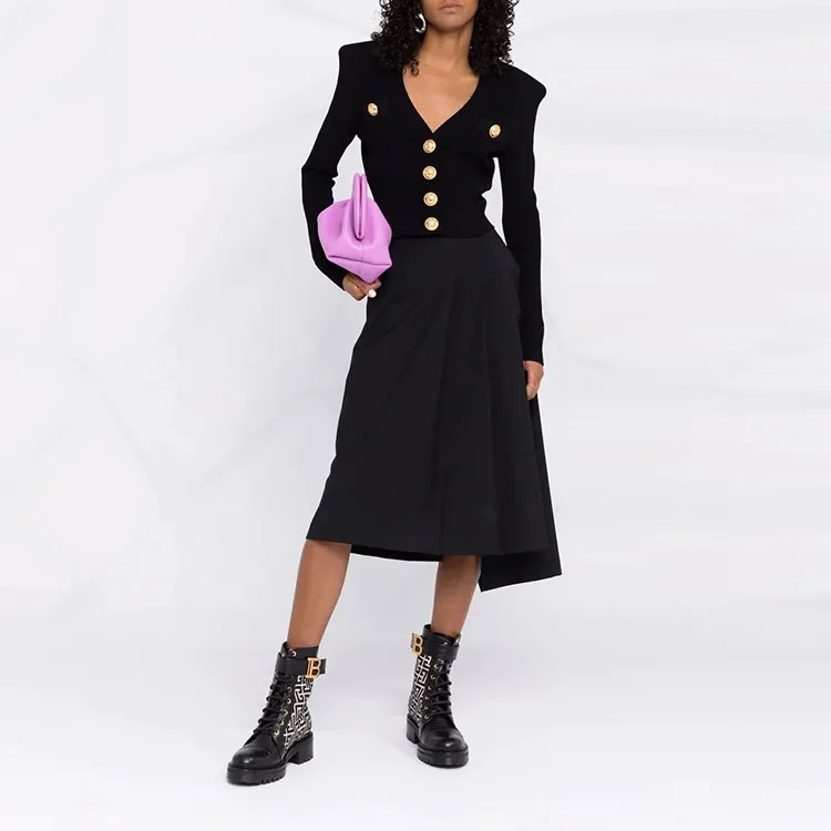BALMAIN Logo-button Cropped Knitted Cardigan-1