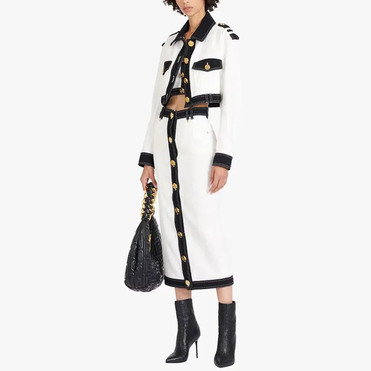 BALMAIN Casual Long Skirts Women's White-4