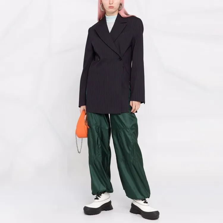 GANNI Stretch Stripe Blazer 'Sky Captain'-1