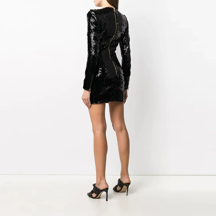 BALMAIN Long-Sleeved Dresses Women's Black-2