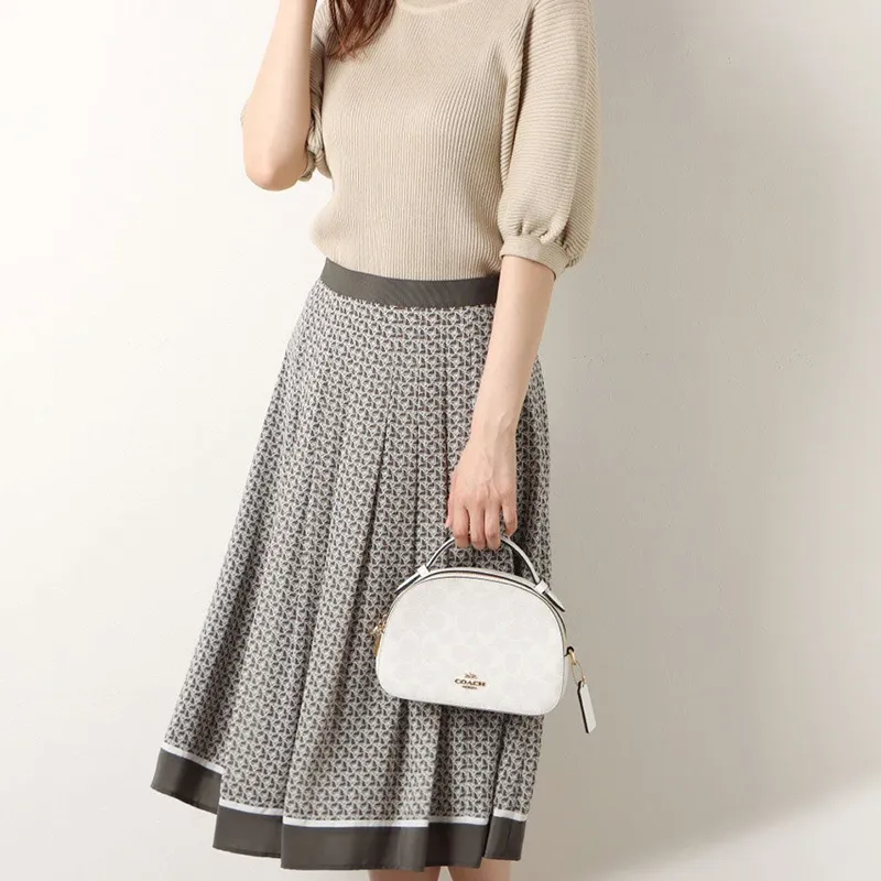 COACH Serena PVC Chinese Steamed Bun Bag Shell Bag Round Bag Portable Crossbody Bag Shoulder Bag Women's White-6