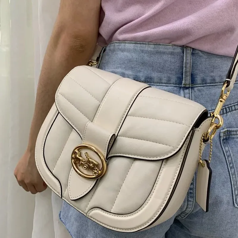 COACH Georgie Sheepskin Saddle Bag, Dionysus Shoulder Bag, Shoulder Bag Trumpets Women's White-5
