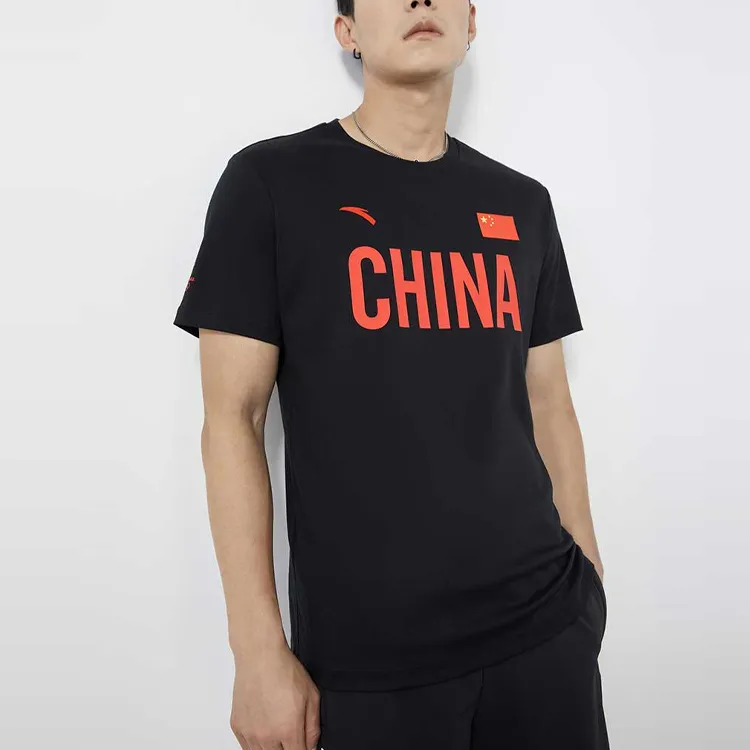 Anta National Flag T Shirt Unisex Black-4