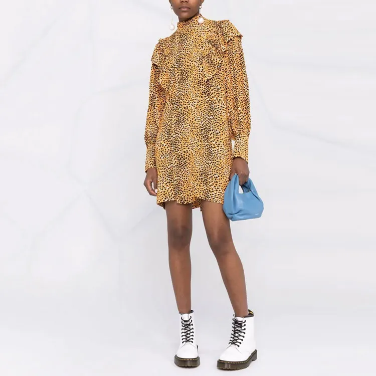 GANNI Long-Sleeved Dresses Women's Yellow-1