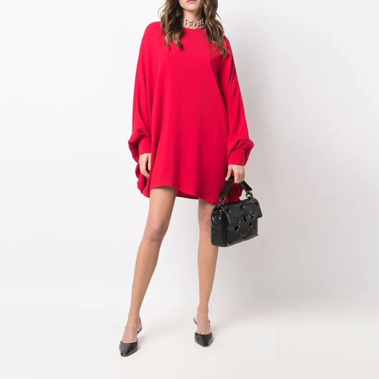 Valentino Long-Sleeved Dresses Women's Red-1