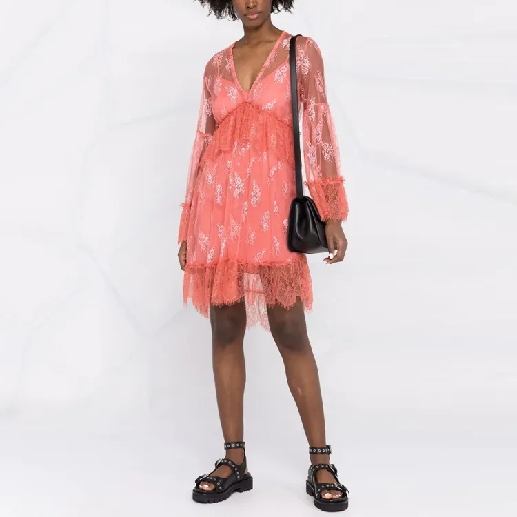 PINKO Long-Sleeved Dresses Women's Orange Pink-1