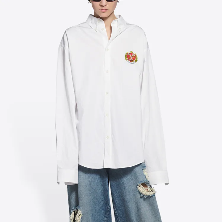 Balenciaga Long Sleeve Large Fit Shirt 'White'-3