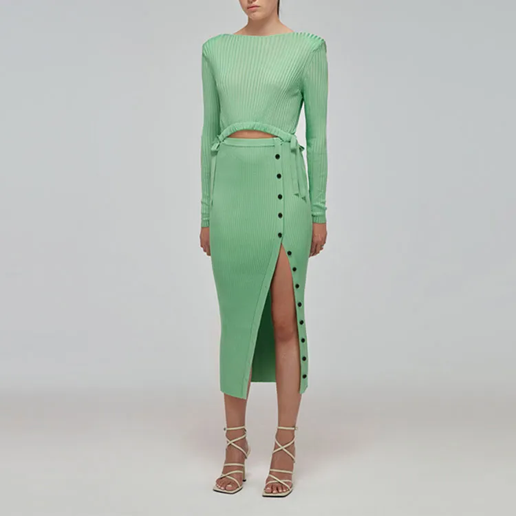 Self portrait Long Sleeved Dresses Women's Green-2