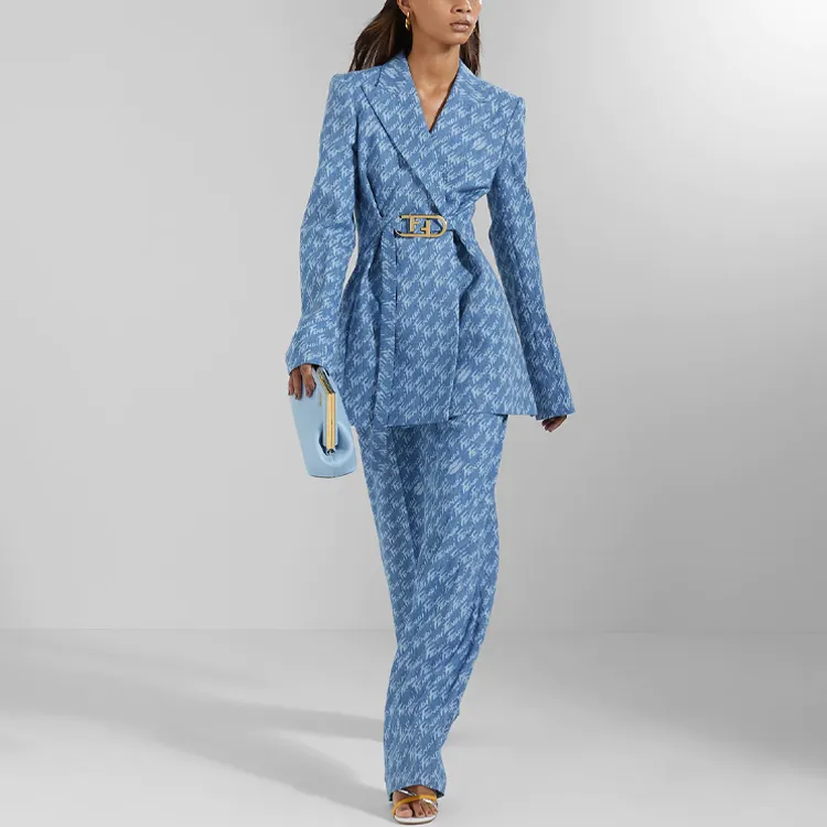 FENDI SS22 Business Suit Coat Women's Light Blue-2