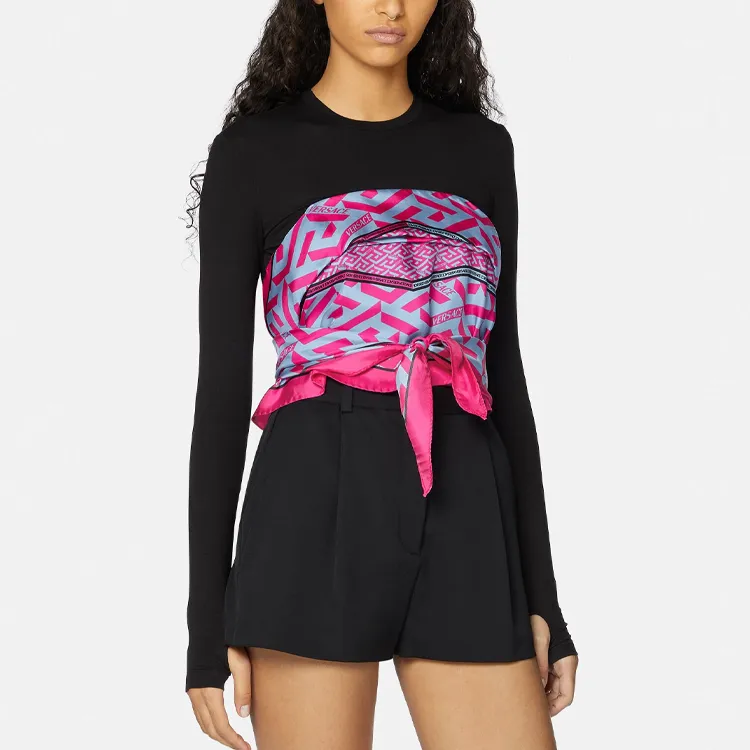 VERSACE Crop Tops Women's Black-1
