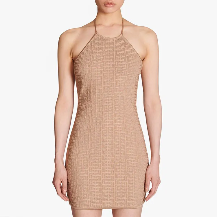 BALMAIN Sleeveless Dresses Women's Brown-3