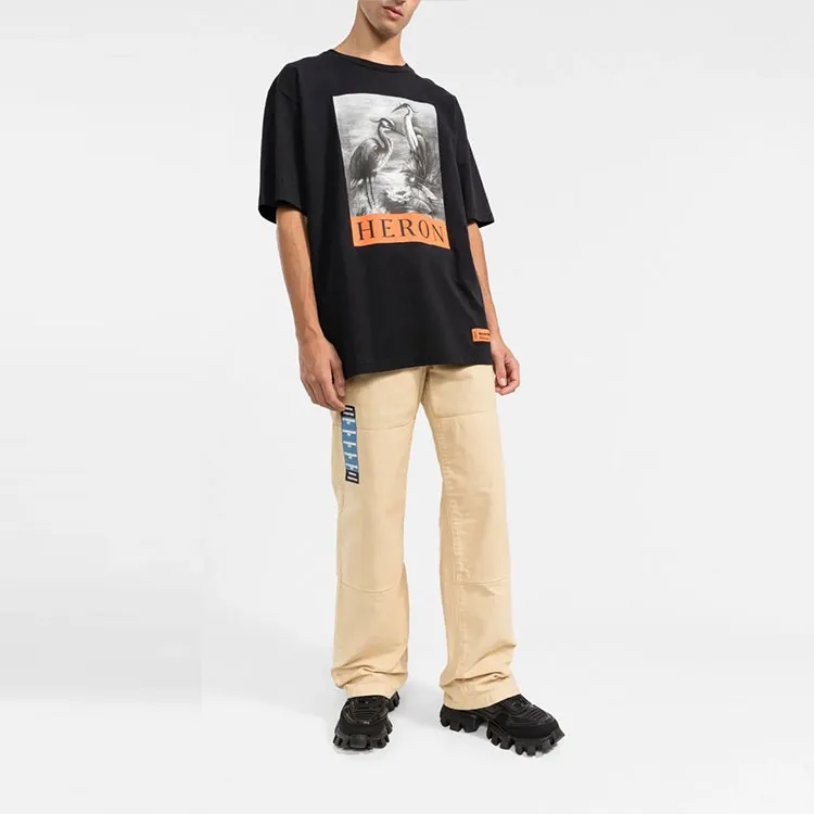 HERON PRESTON Heron print Cotton T shirt-1