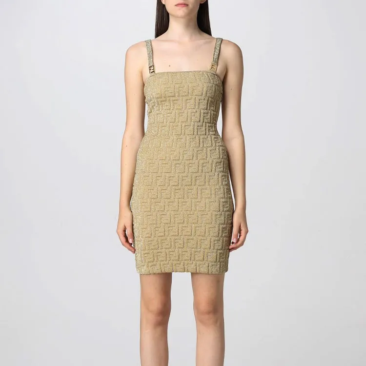 FENDI Slip Dresses Women's Yellow-2