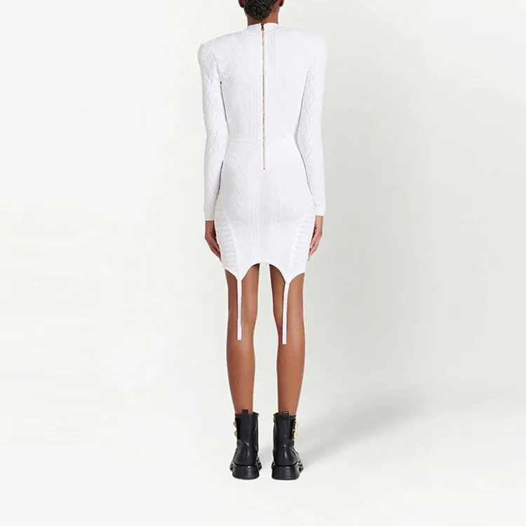BALMAIN Long-Sleeved Dresses Women's White-3