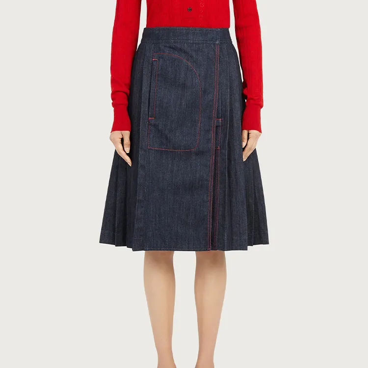 Ferragamo Denim Long Skirts Women's Blue-1