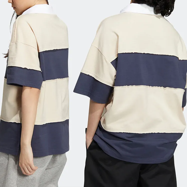 adidas originals CHARR Cartoon Striped Colorblock Polo Shirt Yellow-5