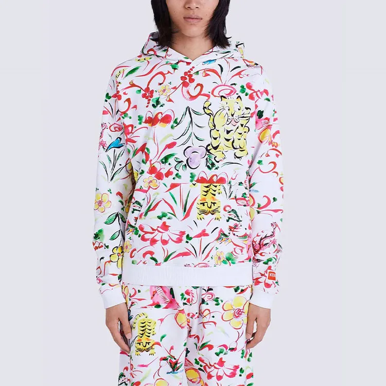 KENZO Floral print Logo patch Hoodie-4