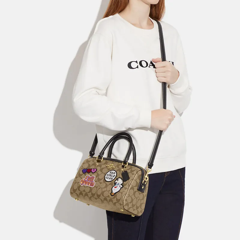 COACH Disney, Collaboration Rowan Artificial Leather Shoulder Bag, Crossbody Bag, Handbag Large Size Women's Dark Khaki-3