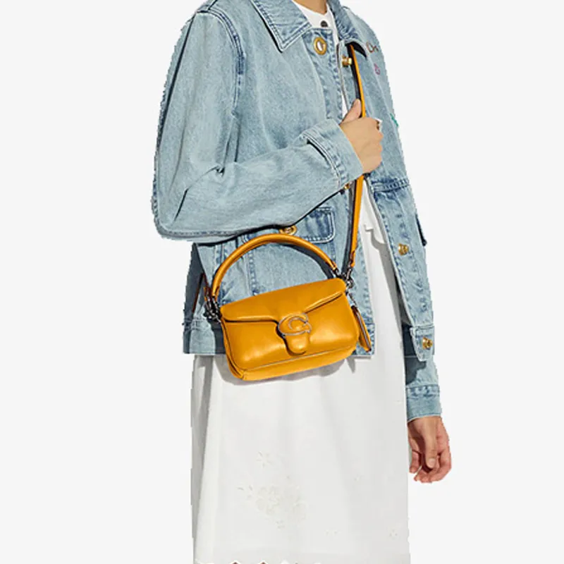 COACH Pillow Tabby Leather Pillow Bag, Cloud Bag, Shoulder Bag, Crossbody Bag Trumpets Women's Macaron Orange-3