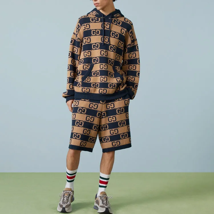 GUCCI Monogrammed Intarsia Drawstring Hoodie-1