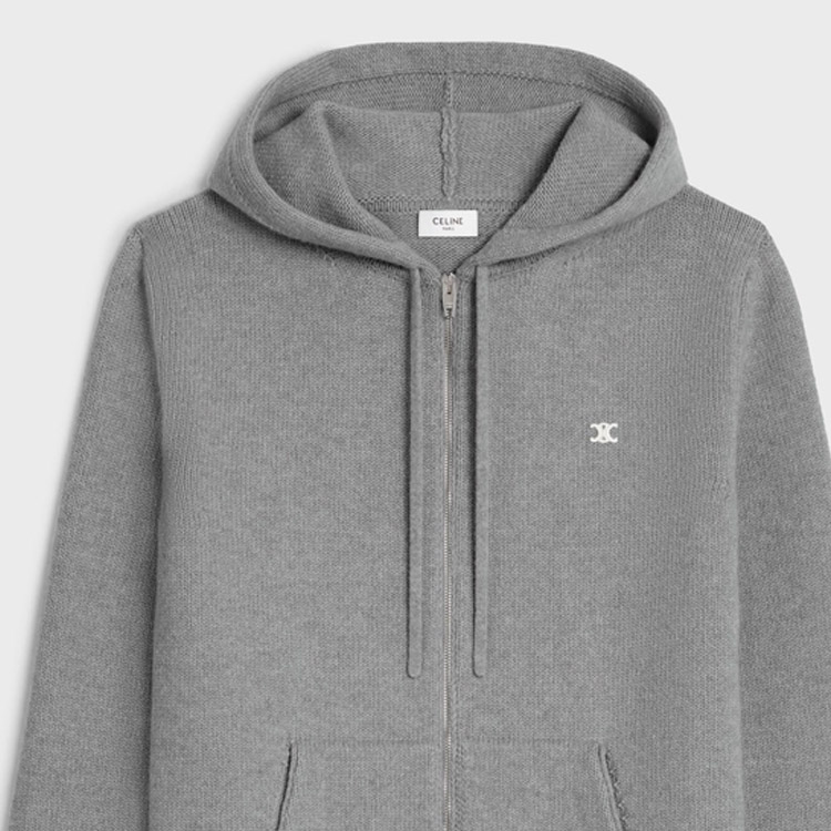 CELINE Triomphe Zip Hoodie Black L Without Shopping Bag and