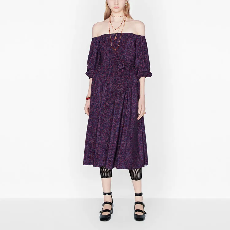 DIOR Quarterly New Products Long-Sleeved Dresses Women's Purple-2