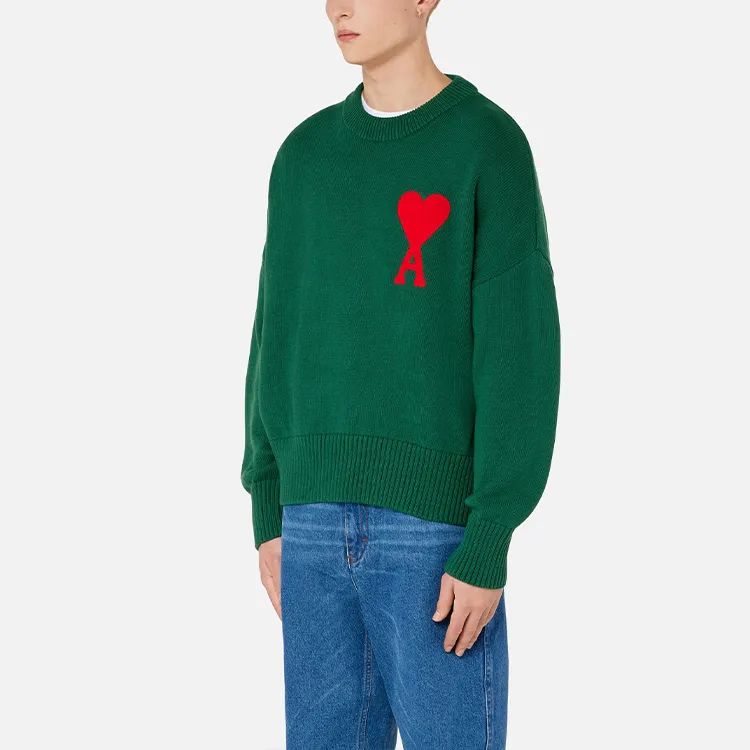 Ami Big Heart Embroidery Crewneck Sweater-4