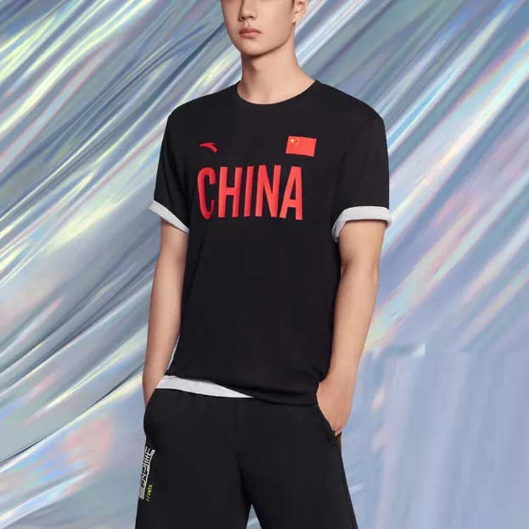 Anta National Flag T Shirt Unisex Black-2