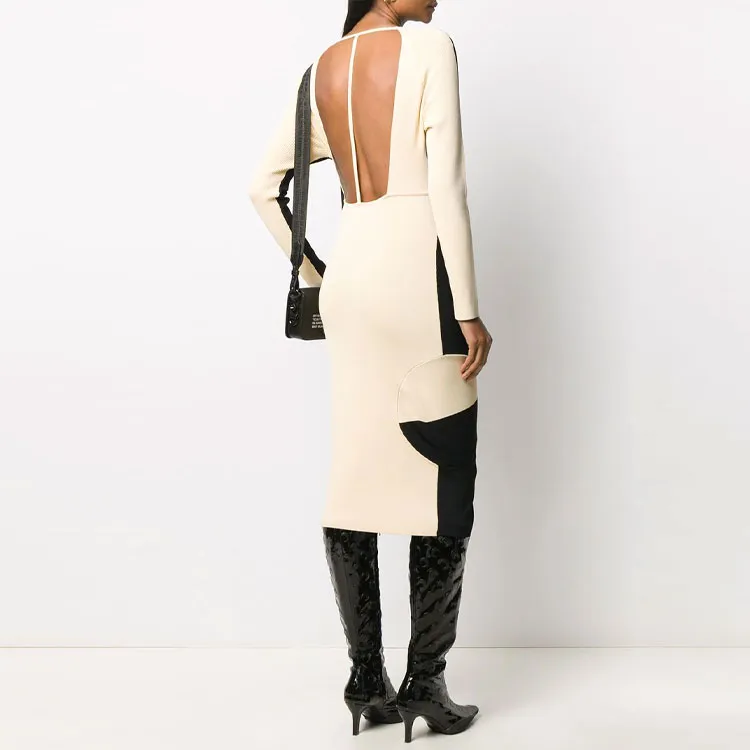 OFF WHITE Front N' Back Ribbed knit Dress-2