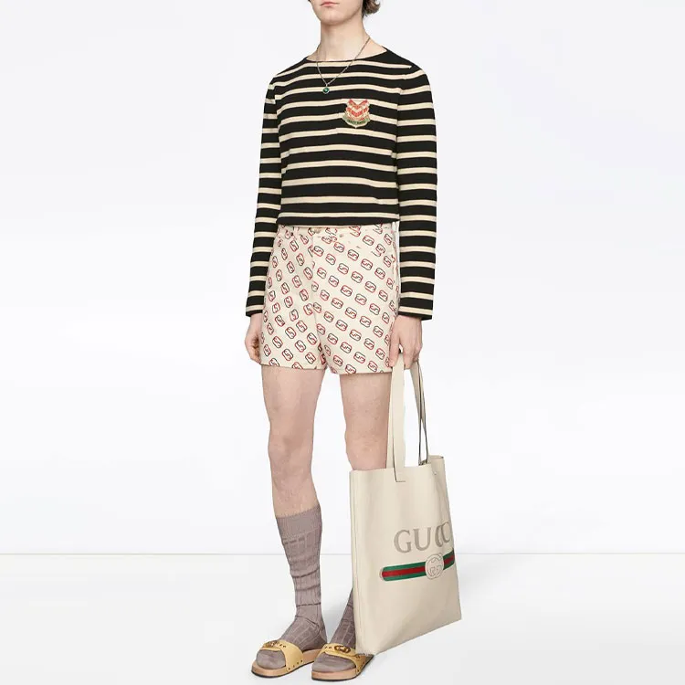 GUCCI T-Shirts Women's Black White Stripes-1