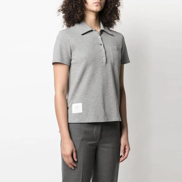 THOM BROWNE Striped Logo patch Polo Shirt-2