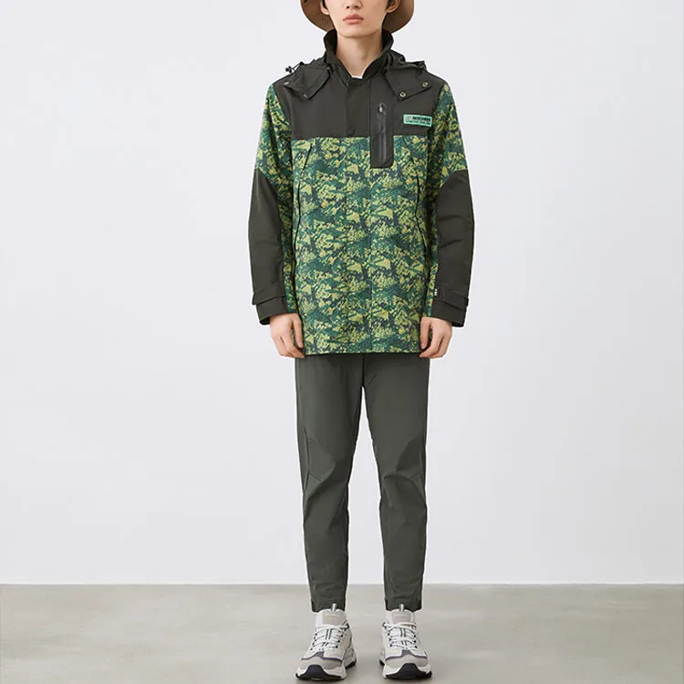 Skechers Stroll Jackets Men Green With Camouflage All Over Print Flower 01E7-2