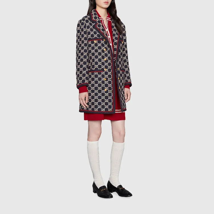 GUCCI Gg Pattern Tweed Coat-3