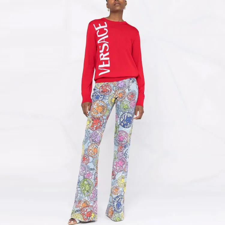 VERSACE Loose Fit Sweater Women's Red-2