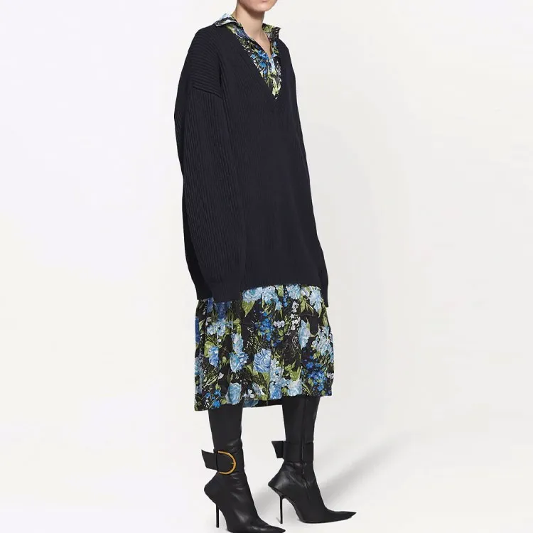 Balenciaga Long-Sleeved Dresses Women's Blue-1