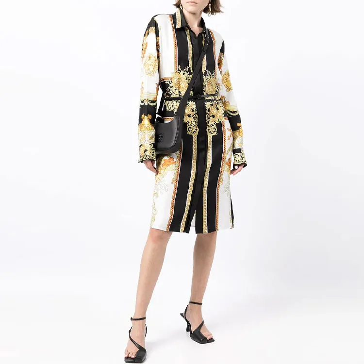 VERSACE Long Sleeved Dress Women's Black-1