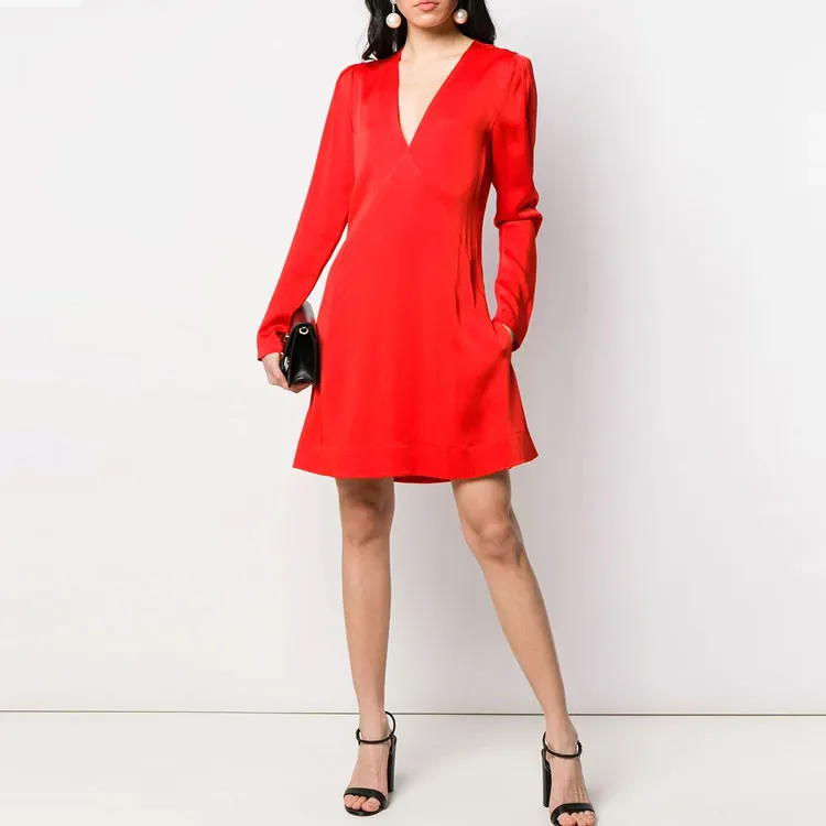 Givenchy Long-Sleeved Dresses Women's Red-1