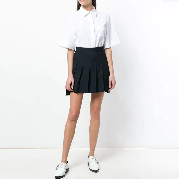 THOM BROWNE Asymmetric Pleated Miniskirt-1