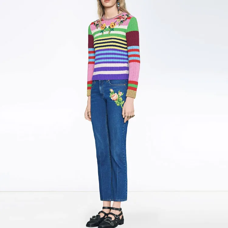 GUCCI 2010s Embroidered Jeans-1