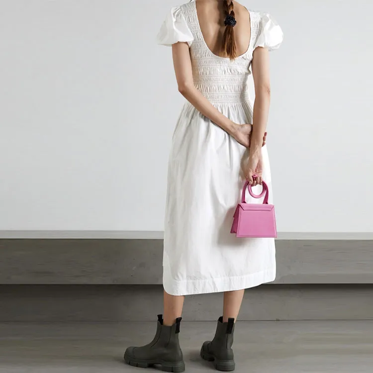 GANNI Short-Sleeved Dresses Women's White-2