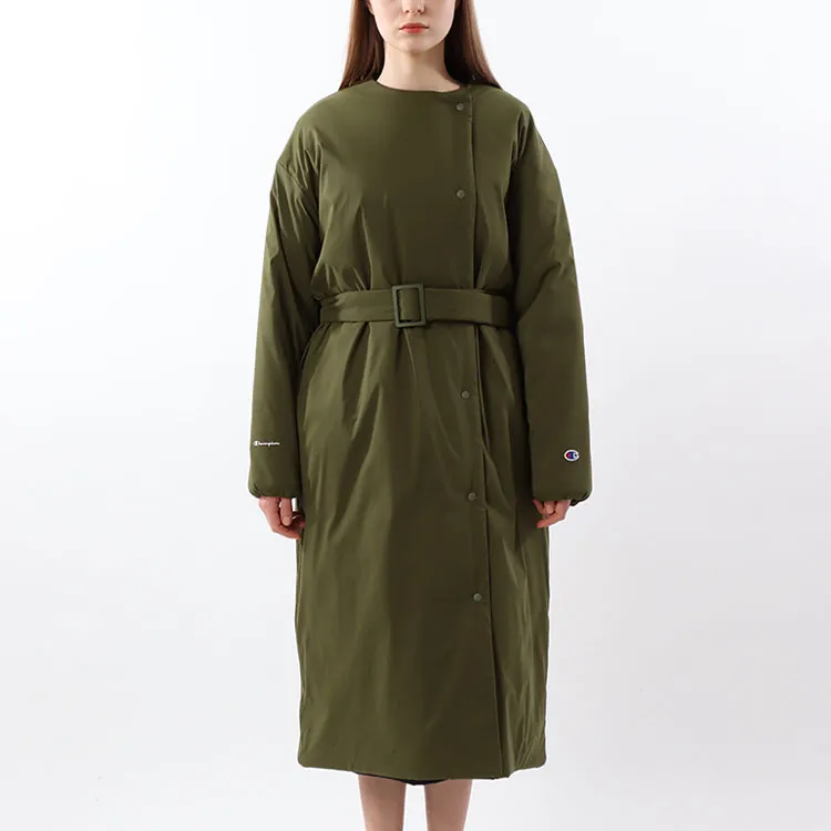 Champion FW21 Letter Solid Color Crew Neck Loose Fit Long Puffer Jacket Japan Version Women's-2