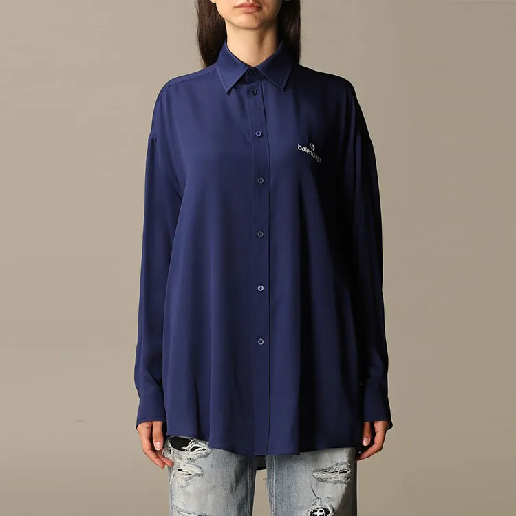 Balenciaga Printed Blouse 'Marine Blue'-2