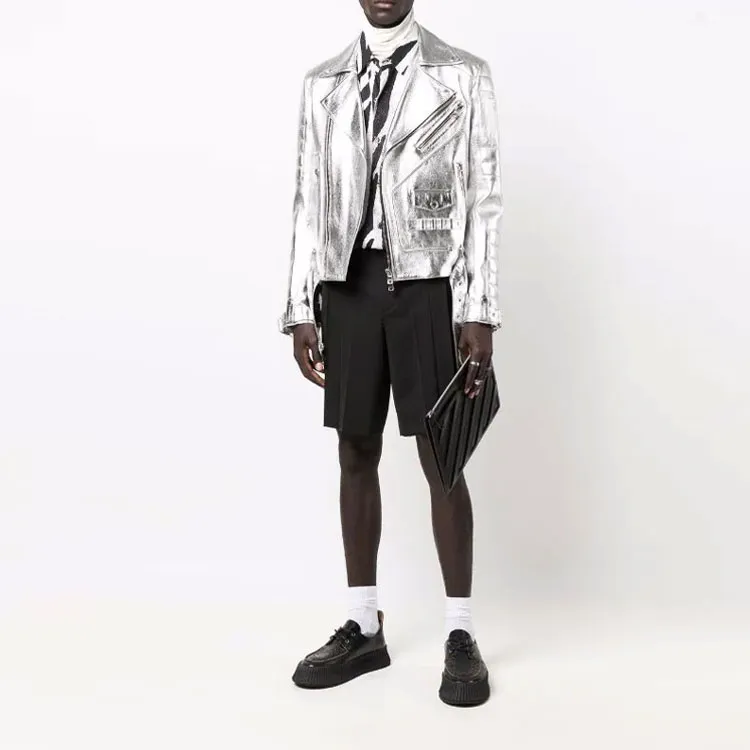 BALMAIN Leather Jackets Men Silver-1