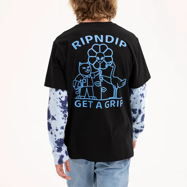 RIPNDIP Drop Shoulder Sleeve T-Shirt Men's Black & Blue-2