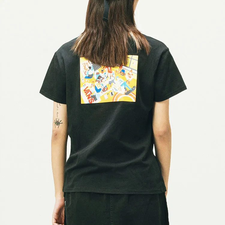 Vans Drop Shoulder Sleeve T Shirt Women's Black-2