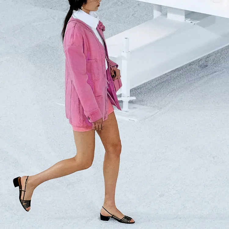 CHANEL Denim Jacket Women's Pink-2