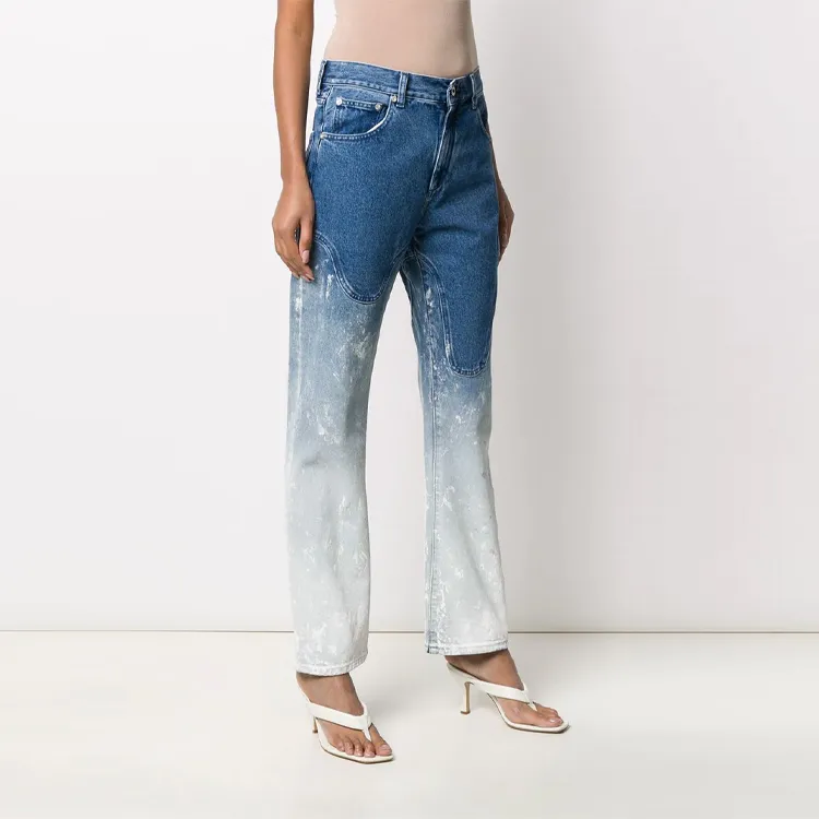 OFF WHITE Shaped Baggy Denim Jeans Bleached Blue-2