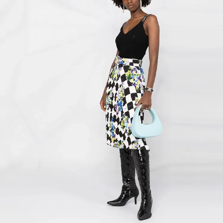 OFF-WHITE Check Plisse Printed Skirt-3